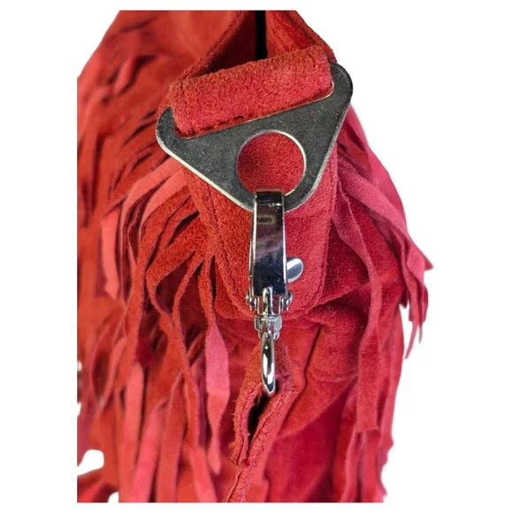 Red Suede Fringe Crossbody Bag Boho Tassel Purse | Western Cowgirl Festival - Picture 5 of 6